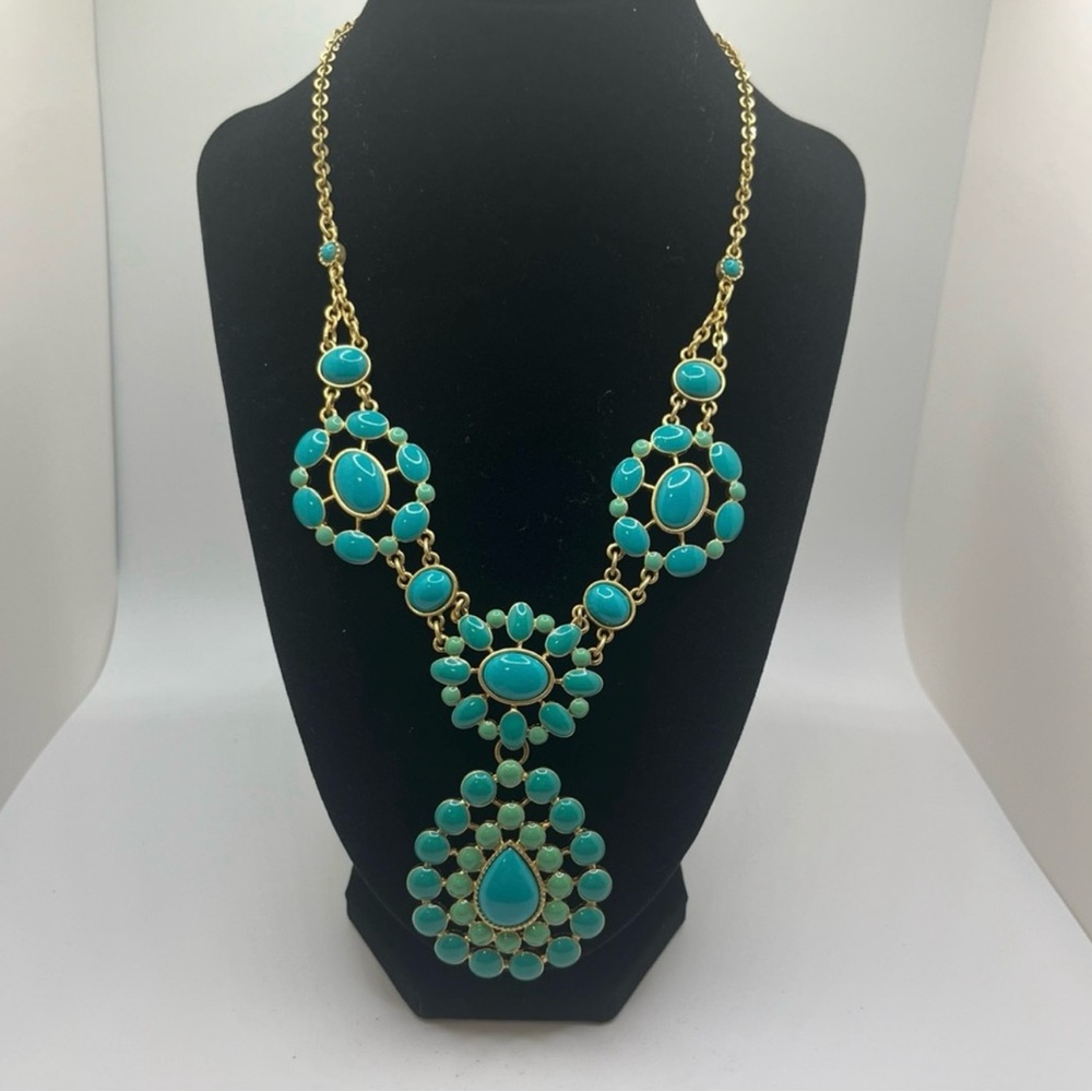 Vintage Stella & Dot Charlize Turquoise Teardrop Statement Necklace - Boho Chic!